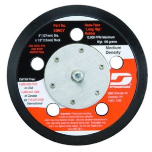 Dynabrade 50607 5" (127 mm) Dia. Vacuum Disc Pad, Hook-Face, Long Nap