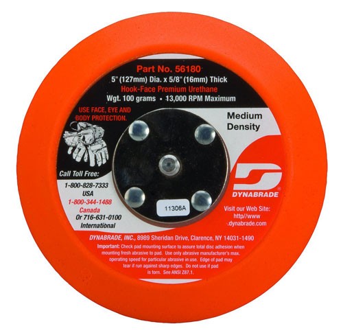 Dynabrade 56182 6" (152 mm) Dia. Non-Vacuum Disc Pad, Hook-Face Short Nap