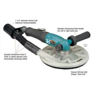 Dynabrade 52597 7" (178 mm) Dia. Right Angle Disc Sander , Central Vacuum